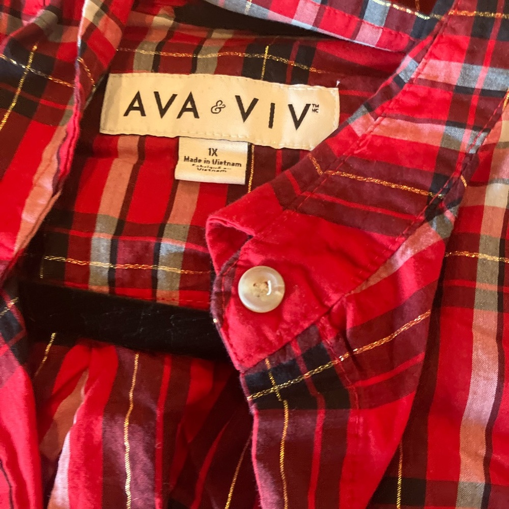 Ava & Viv Vibrant Red Plaid Top